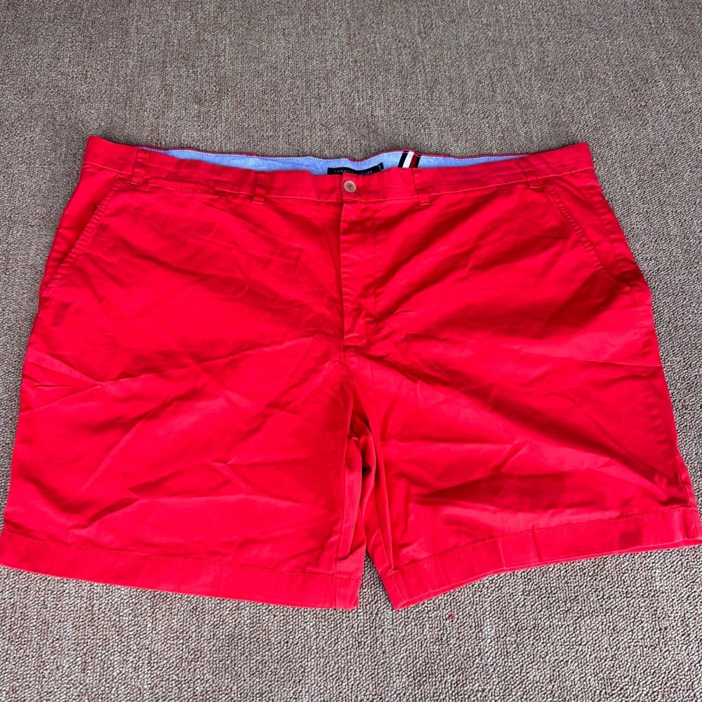 Tommy Hilfiger Mens Red Chino Shorts Flat Front Big and Tall Size 54R Preppy
